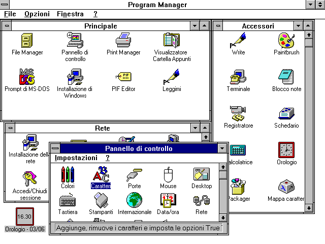 Schermata principale Windows 3.1