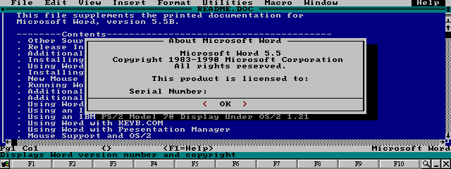 Microsoft Word 5.5 per DOS